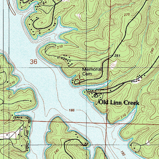 Topographic Map of Memorial Cemetery, MO