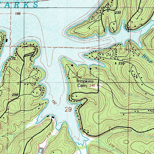 Topographic Map of Hopkins Cemetery, MO