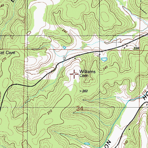 Topographic Map of Williams Cemetery, MO