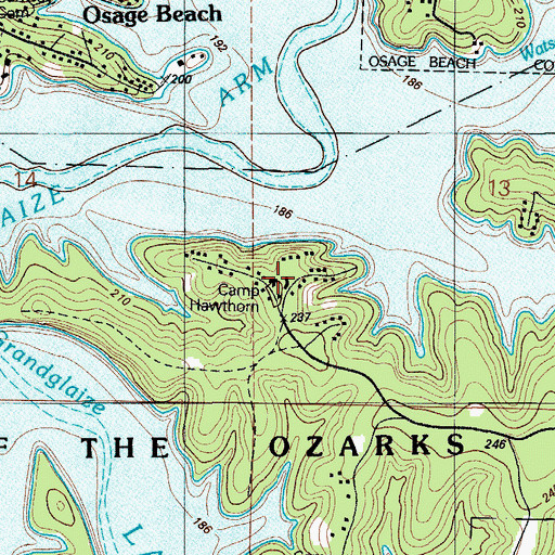Topographic Map of Camp Hawthorn, MO