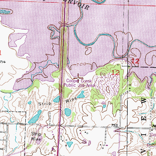 Topographic Map of Cooper Creek Public Use Area, MO