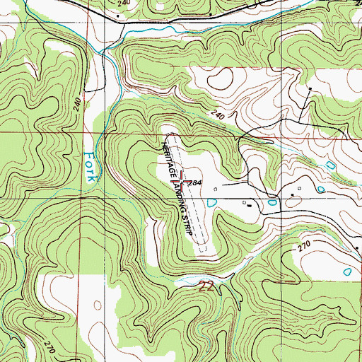 Topographic Map of Heritage Landing Strip (historical), MO