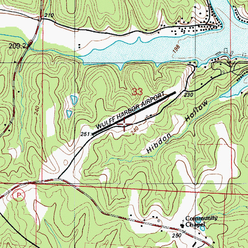 Topographic Map of Harbour Airport, MO