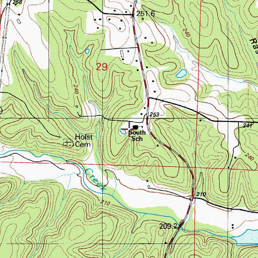 Topographic Map of South School, MO