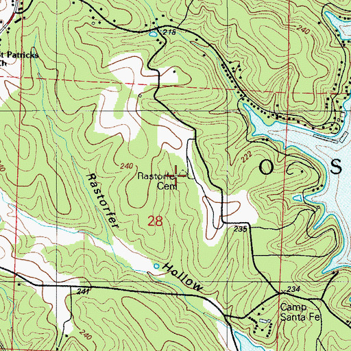 Topographic Map of Rastorfer Cemetery, MO