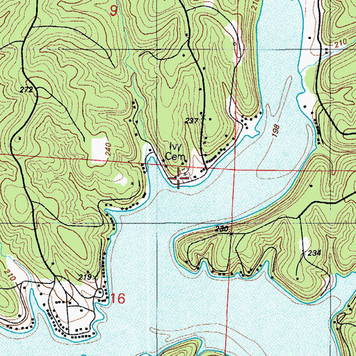 Topographic Map of Ivy Cemetery, MO