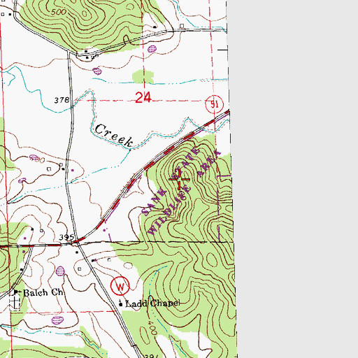 Topographic Map of Sank State Wildlife Area, MO