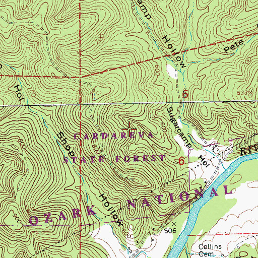 Topographic Map of Cardareva State Forest, MO