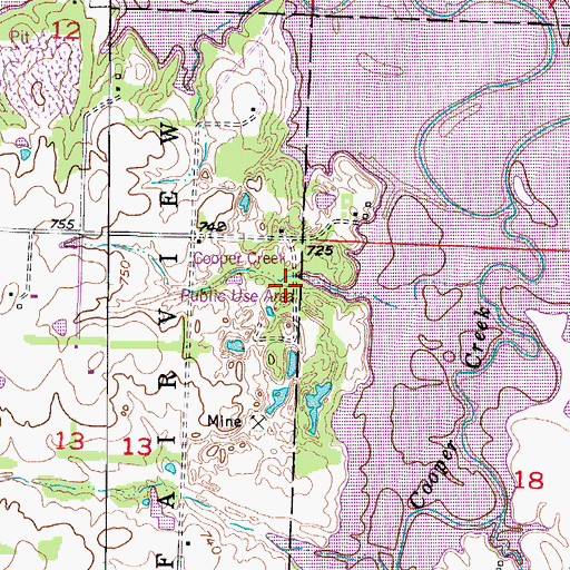 Topographic Map of Cooper Creek Public Use Area, MO