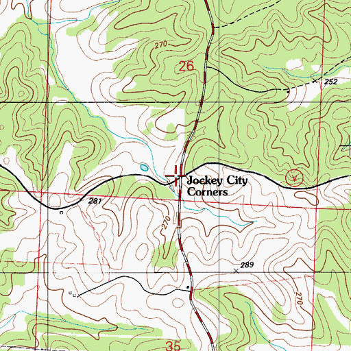 Topographic Map of Jockey City Corners, MO