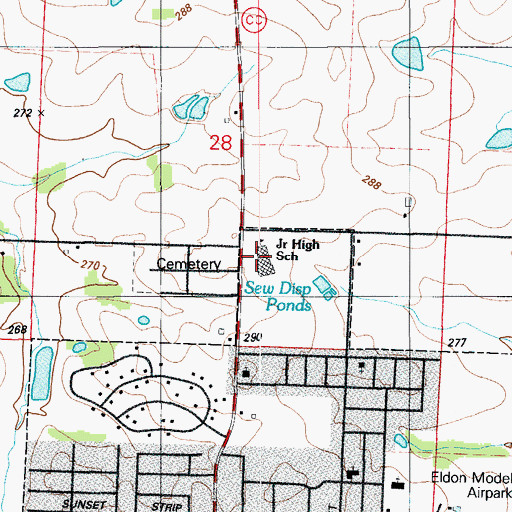 Topographic Map of Eldon Junior High School, MO