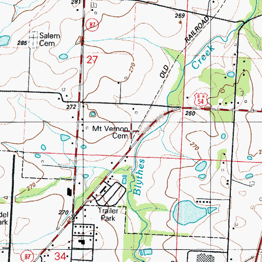 Topographic Map of Mount Vernon Cemetery, MO