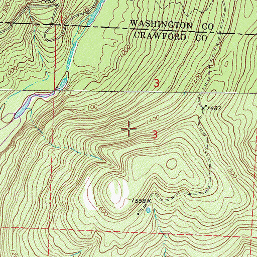 Topographic Map of Butterfield Hiking Trail, AR