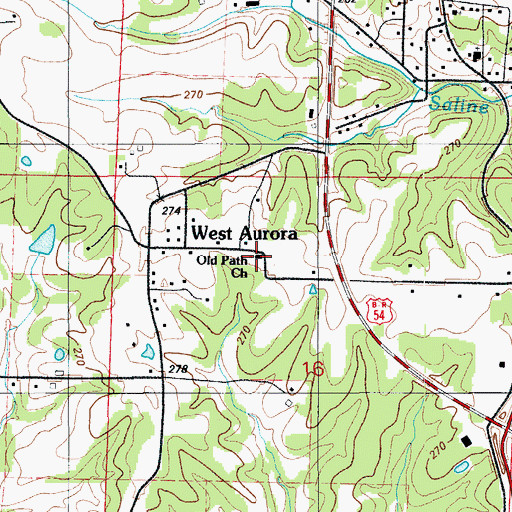Topographic Map of Old Path Church, MO