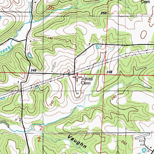 Topographic Map of Jukes Cemetery, MO