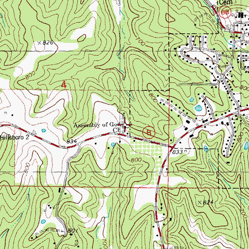 Topographic Map of Assembly of God Church, MO