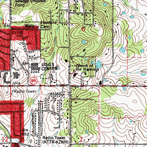 Topographic Map of Church of the Nazarene, MO