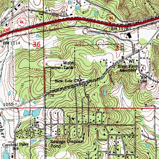 Topographic Map of New Life Church, MO