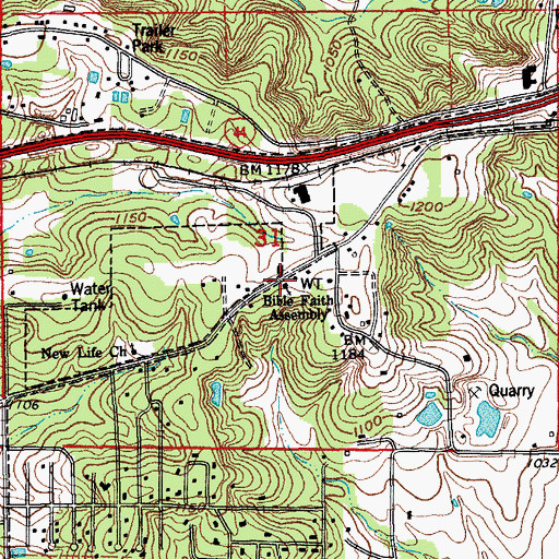 Topographic Map of Bible Faith Assembly, MO