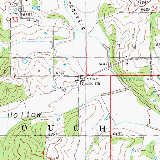 Topographic Map of Couch Church, MO