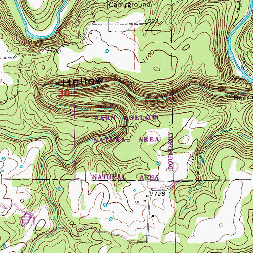 Topographic Map of Barn Hollow Natural Area, MO