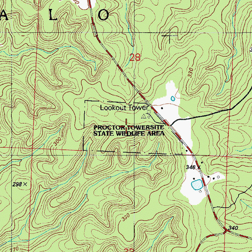 Topographic Map of Proctor Towersite State Wildlife Area, MO