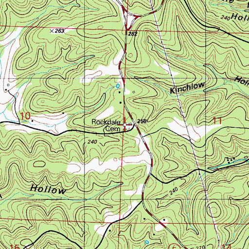 Topographic Map of Rockdale Cemetery, MO