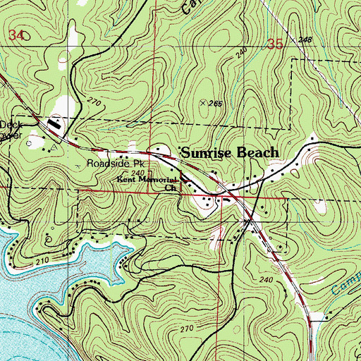 Topographic Map of Kent Memorial Church, MO
