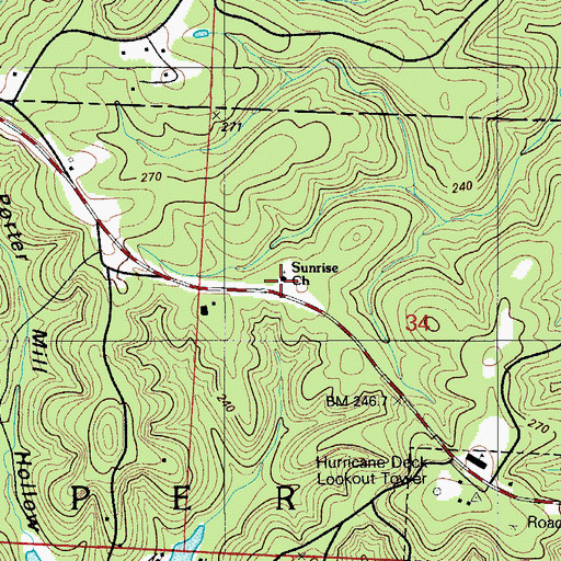 Topographic Map of Sunrise Church, MO