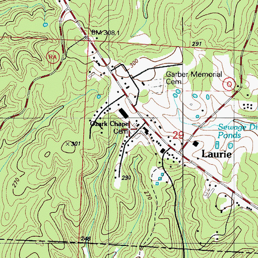Topographic Map of Ozark Chapel, MO