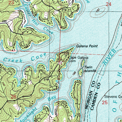 Topographic Map of Cape Galena Cemetery, MO