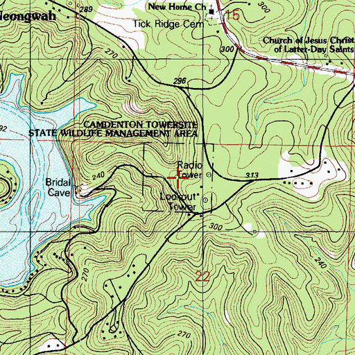 Topographic Map of Camdenton Towersite State Wildlife Management Area, MO