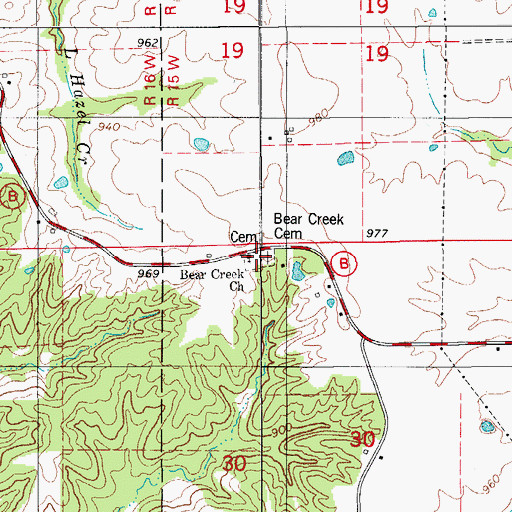 Topographic Map of Bear Creek Cemetery, MO