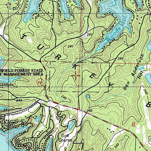Topographic Map of Mansfield Forest State Wildlife Management Area, MO