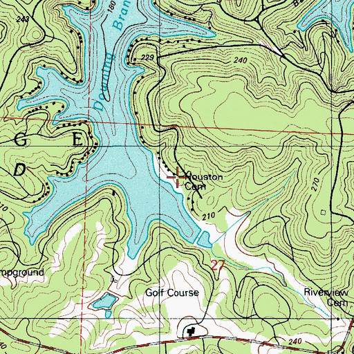 Topographic Map of Houston Cemetery, MO