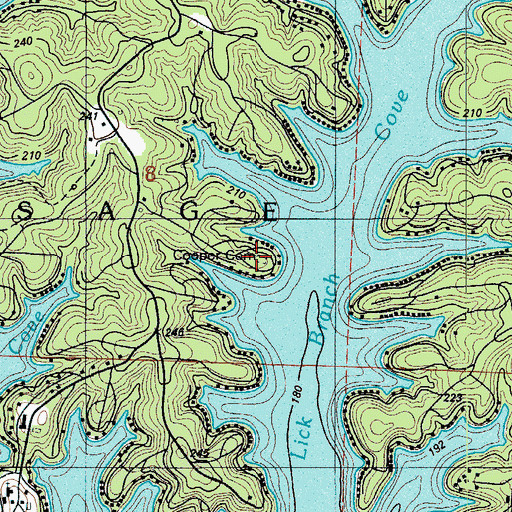 Topographic Map of Cooper Cemetery, MO