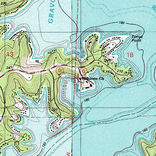 Topographic Map of Millstone Church, MO