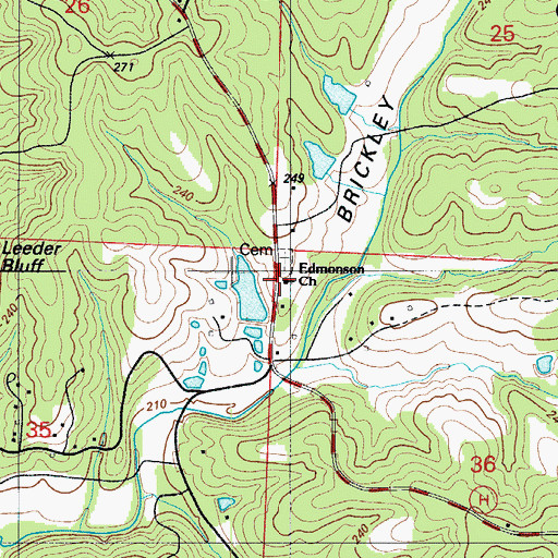 Topographic Map of Edmonson Church, MO