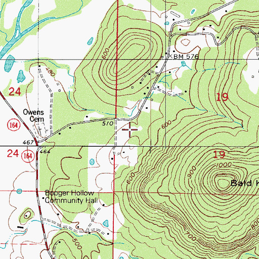 Topographic Map of Owens Cemetery, AR
