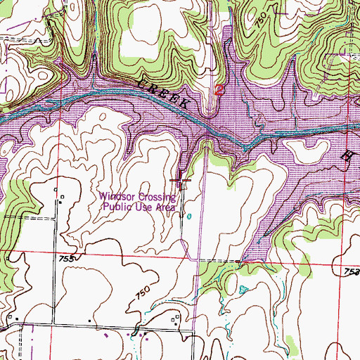 Topographic Map of Windsor Crossing Public Use Area, MO