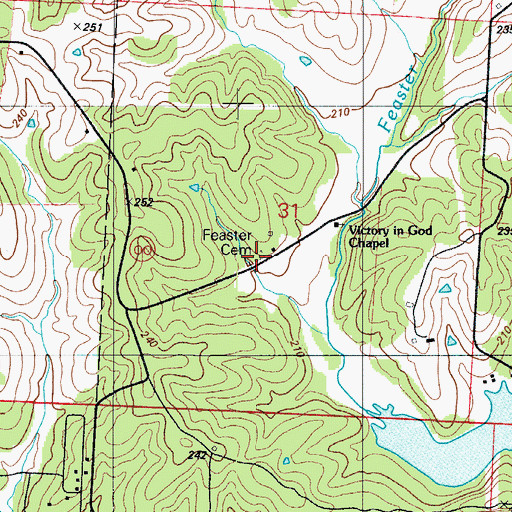 Topographic Map of Feaster Cemetery, MO