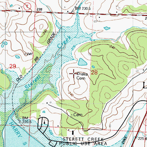 Topographic Map of Drake Cemetery, MO