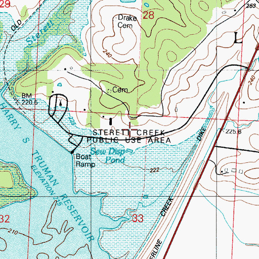 Topographic Map of Sterett Creek Public Use Area, MO