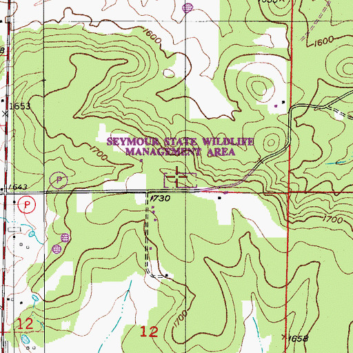 Topographic Map of Seymour State Wildlife Management Area, MO