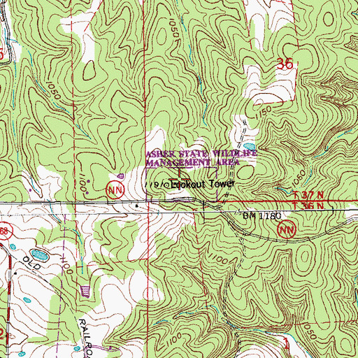 Topographic Map of Asher State Wildlife Management Area, MO