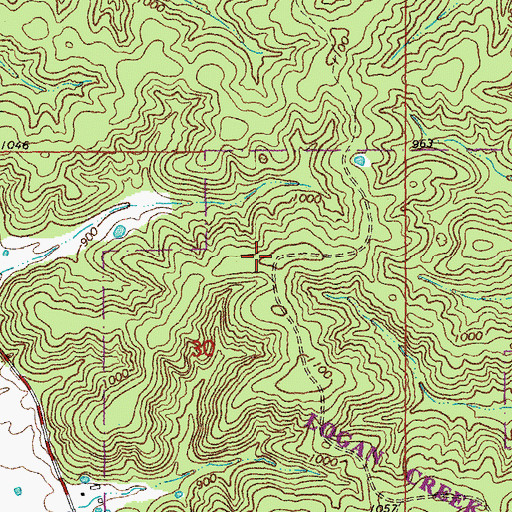 Topographic Map of Logan Creek State Forest, MO