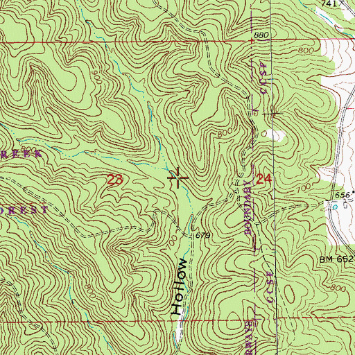 Topographic Map of Carrs Creek State Forest, MO