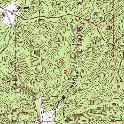 Topographic Map of Clow State Forest, MO