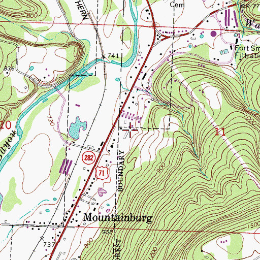 Topographic Map of Mountainburg Shelter, AR