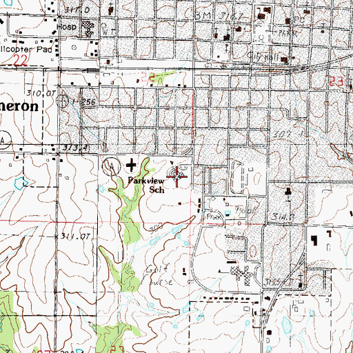 Topographic Map of Parkview Elementary School, MO